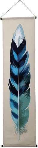 Madrona Brands Watercolor Blue Jay Feather Tapestry | Narrow Vertical Hanging Wall Art Decor for Bedroom, Bathroom, Living Room | 52"x13" in Saudi Arabia