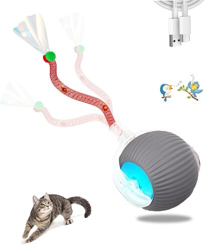2 Pcs Interactive Cat Toys for Indoor Cats,Kitten Toys with Chirping & Motion Activate,Interactive Cat Toy for Bored Indoor Adult Cats,Red and Blue in Kuwait