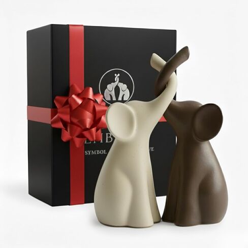 for Couple – Elegant Elephant Gifts for Women, Pair of Matte Ceramic Elephants with Premium Gift Box | Wedding for Wife, Elephant Decor in Kuwait