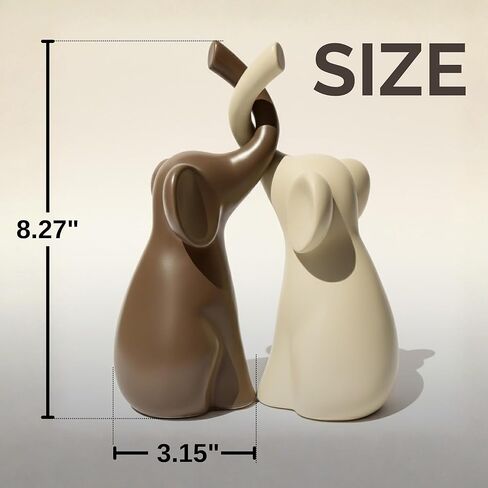 for Couple – Elegant Elephant Gifts for Women, Pair of Matte Ceramic Elephants with Premium Gift Box | Wedding for Wife, Elephant Decor in Kuwait