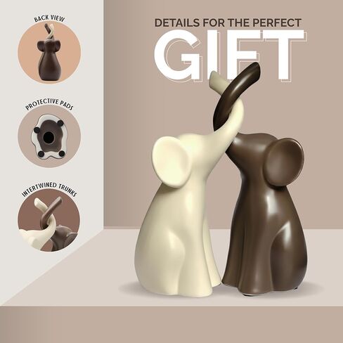 for Couple – Elegant Elephant Gifts for Women, Pair of Matte Ceramic Elephants with Premium Gift Box | Wedding for Wife, Elephant Decor in Kuwait