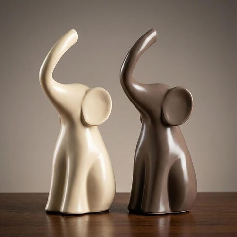 for Couple – Elegant Elephant Gifts for Women, Pair of Matte Ceramic Elephants with Premium Gift Box | Wedding for Wife, Elephant Decor in Kuwait