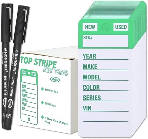 Top Stripe Purple 250 Pcs Key Tags with 250 Rings & 2 Black Markers - Heavy Duty, Waterproof, Write On, Tear Proof, Car Dealership Vinyl Poly Key Tags in Saudi Arabia