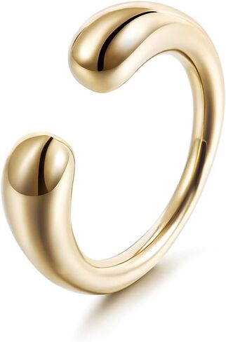 CIUNOFOR 14K Gold Plated Ring for Women Non Tarnish, Chunky Statement Stackable Rings, Bold Crossover Domed Band, Fit Size 6 to 10 in Saudi Arabia