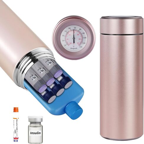 Bogush 60H Insulin Pens Cooler Temp Display Hold 6-8 Pens Travel Case Medication Cooler for Travel TSA Approved Medicine Cooler Medical Diabetic Travel Cooler Bag Epipen Carry Case Rose Golden in Saudi Arabia