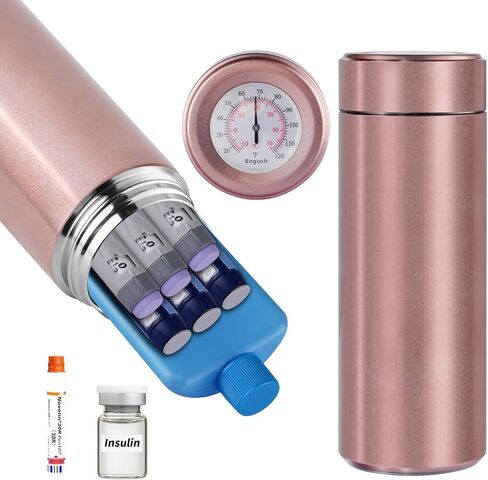 Bogush 60H Insulin Pens Cooler Temp Display Hold 6-8 Pens Travel Case Medication Cooler for Travel TSA Approved Medicine Cooler Medical Diabetic Travel Cooler Bag Epipen Carry Case Rose Golden in Saudi Arabia