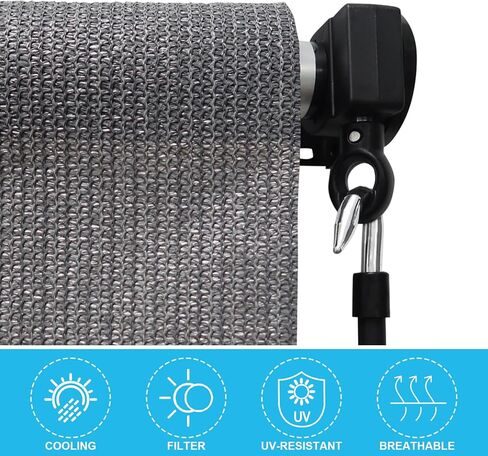 مظلات أماجينيكس الخارجية الدوارة، 220GSM HDPE خارجية بدون أسلاك للفناء، ستائر خارجية قابلة للطي لشرفة الشرفة 10 بوصة (عرض) × 8 بوصة (ارتفاع)، تصميم أعمدة مقسمة، رمادي in Kuwait