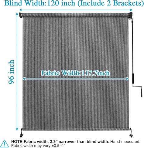 مظلات أماجينيكس الخارجية الدوارة، 220GSM HDPE خارجية بدون أسلاك للفناء، ستائر خارجية قابلة للطي لشرفة الشرفة 10 بوصة (عرض) × 8 بوصة (ارتفاع)، تصميم أعمدة مقسمة، رمادي in Kuwait