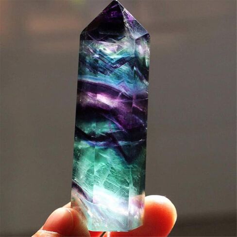 Colorful Striped Fluorite Crystal Wand - 4-7CM Hexagonal Healing Stone in Saudi Arabia