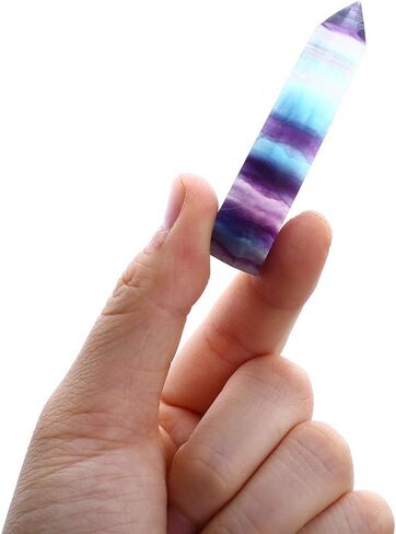 Colorful Striped Fluorite Crystal Wand - 4-7CM Hexagonal Healing Stone in Saudi Arabia