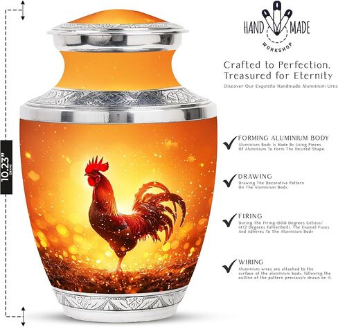 Chicken Urn - Urns for Human Ashes Adult Man - Funeral Urns for Human Adult Ashes for Women - Cremation Urns for Burial (10 inch Pack of 1) in Saudi Arabia