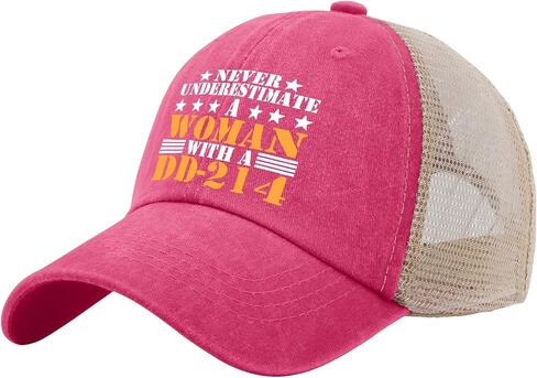 Never Underestimate A Woman with A Dd-214 Hat Women Cap Mens Trucker Hats Gifts for Daughter Hiking Hats in Saudi Arabia