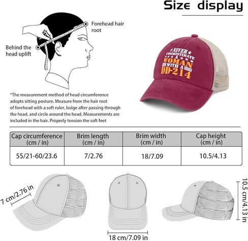 Never Underestimate A Woman with A Dd-214 Hat Women Cap Mens Trucker Hats Gifts for Daughter Hiking Hats in Saudi Arabia