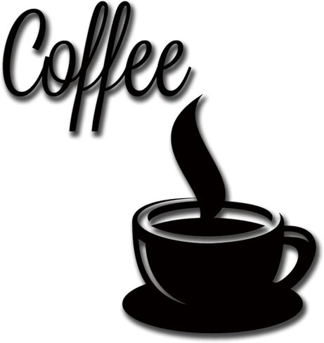 ديكور حائط فنجان قهوة معدني أسود مع تصميم تبخير لإكسسوارات بار القهوة لتزيين جدران المطبخ in Kuwait