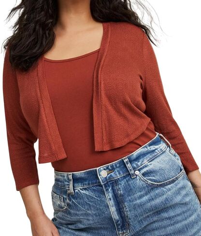 Torrid Women's Plus Size Sweater - 3/4 Sleeve Crop Shrug in Saudi Arabia