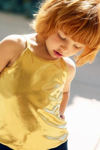 Made in USA Girls Cami Spaghetti Strap Tee Tshirt Fun Colorful Metallic Shiny Mermain Print Tank Top f in Saudi Arabia