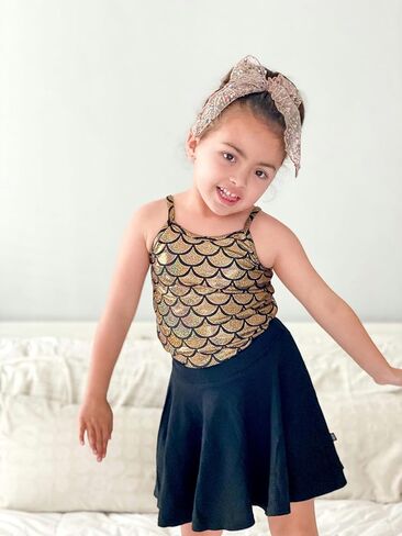 Made in USA Girls Cami Spaghetti Strap Tee Tshirt Fun Colorful Metallic Shiny Mermain Print Tank Top f in Saudi Arabia