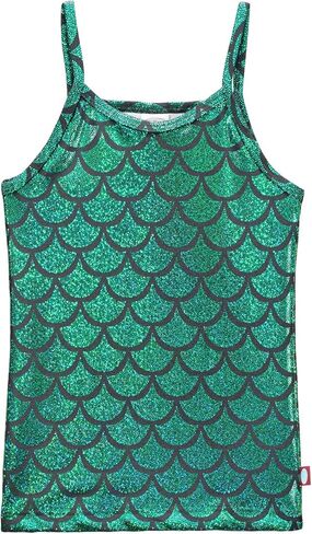 Made in USA Girls Cami Spaghetti Strap Tee Tshirt Fun Colorful Metallic Shiny Mermain Print Tank Top f in Saudi Arabia