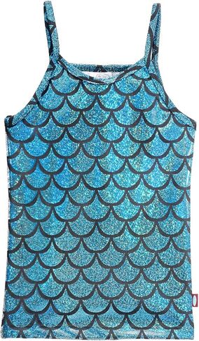Made in USA Girls Cami Spaghetti Strap Tee Tshirt Fun Colorful Metallic Shiny Mermain Print Tank Top f in Saudi Arabia