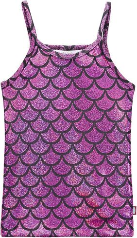 Made in USA Girls Cami Spaghetti Strap Tee Tshirt Fun Colorful Metallic Shiny Mermain Print Tank Top f in Saudi Arabia
