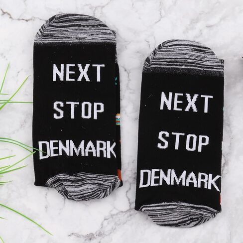 JXGZSO Denmark Travel Gift Next Stop Denmark Socks Traveler Gift Denmark Souvenir Socks Danish landmark Trip Gift in Saudi Arabia