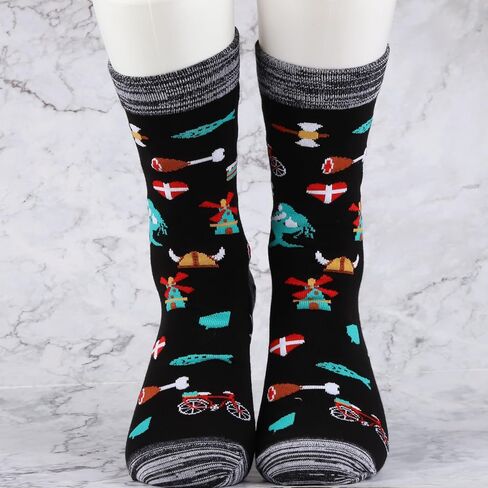 JXGZSO Denmark Travel Gift Next Stop Denmark Socks Traveler Gift Denmark Souvenir Socks Danish landmark Trip Gift in Saudi Arabia