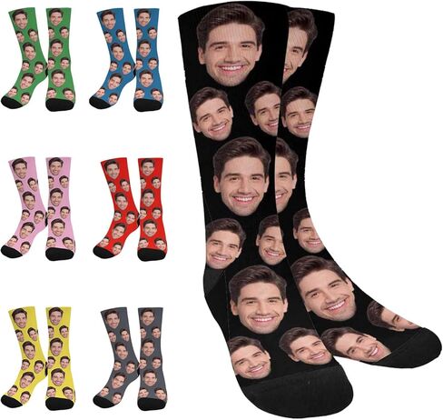 LOSARON Custom Face Socks - Personalized Socks with Funny Face Photos Text - Funny Gifts for Men Women in Saudi Arabia