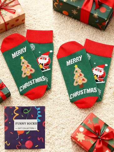 Christmas Socks for Women Men Funny Novelty Xmas Stocking Stuffers Crew Unisex Crazy Cotton Socks in Saudi Arabia