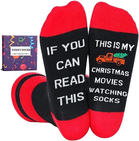 Christmas Socks for Women Men Funny Novelty Xmas Stocking Stuffers Crew Unisex Crazy Cotton Socks in Saudi Arabia