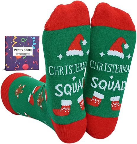 Christmas Socks for Women Men Funny Novelty Xmas Stocking Stuffers Crew Unisex Crazy Cotton Socks in Saudi Arabia