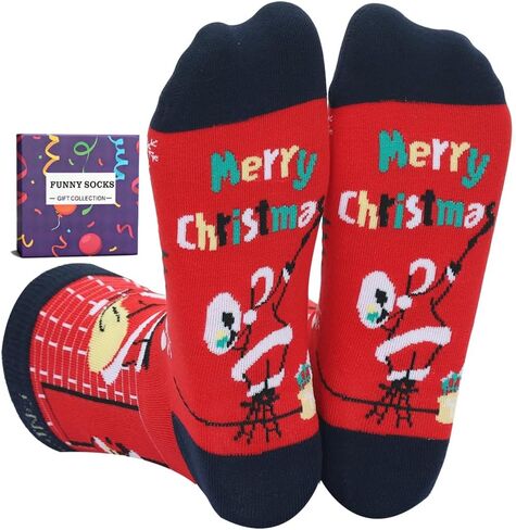 Christmas Socks for Women Men Funny Novelty Xmas Stocking Stuffers Crew Unisex Crazy Cotton Socks in Saudi Arabia