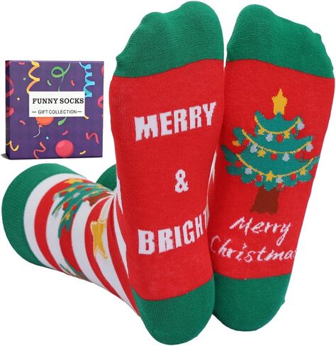 Christmas Socks for Women Men Funny Novelty Xmas Stocking Stuffers Crew Unisex Crazy Cotton Socks in Saudi Arabia