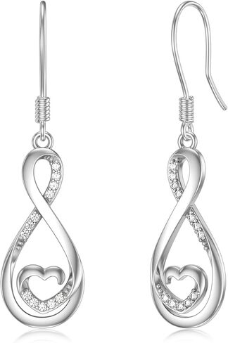 Diamond Infinity Earrings for Women 925 Sterling Silver Infinity Heart Pendant Earrings for Women Diamond Jewelry Gifts for Christmas Birthday in Saudi Arabia