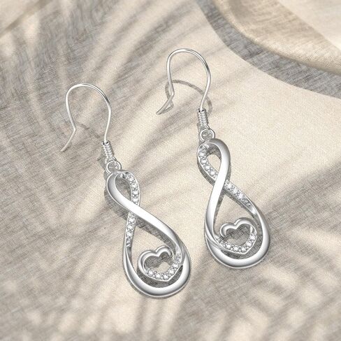 Diamond Infinity Earrings for Women 925 Sterling Silver Infinity Heart Pendant Earrings for Women Diamond Jewelry Gifts for Christmas Birthday in Saudi Arabia