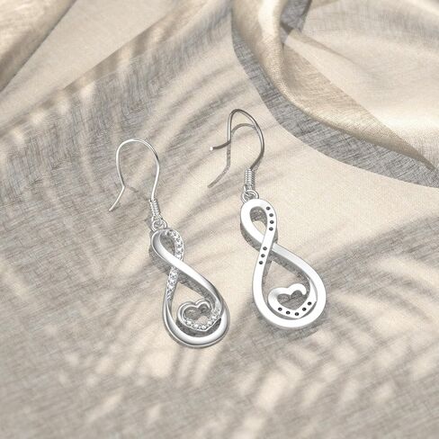 Diamond Infinity Earrings for Women 925 Sterling Silver Infinity Heart Pendant Earrings for Women Diamond Jewelry Gifts for Christmas Birthday in Saudi Arabia