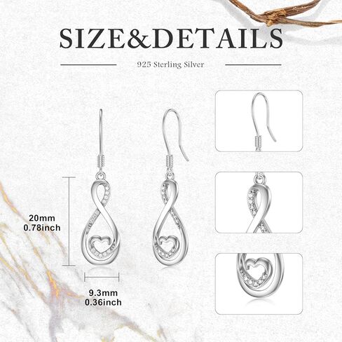 Diamond Infinity Earrings for Women 925 Sterling Silver Infinity Heart Pendant Earrings for Women Diamond Jewelry Gifts for Christmas Birthday in Saudi Arabia