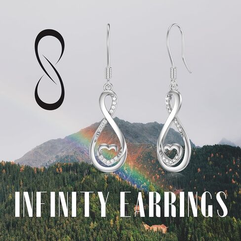 Diamond Infinity Earrings for Women 925 Sterling Silver Infinity Heart Pendant Earrings for Women Diamond Jewelry Gifts for Christmas Birthday in Saudi Arabia