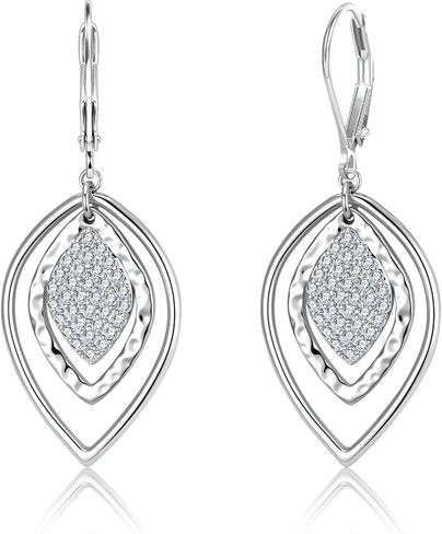Leverback Sterling Silver 14K Gold Dangle Earrings for Women Trendy Hypoallergenic Drop Earring Statement Dangle Dangling Cubic Zirconia Earrings Jewelry Gifts in Saudi Arabia