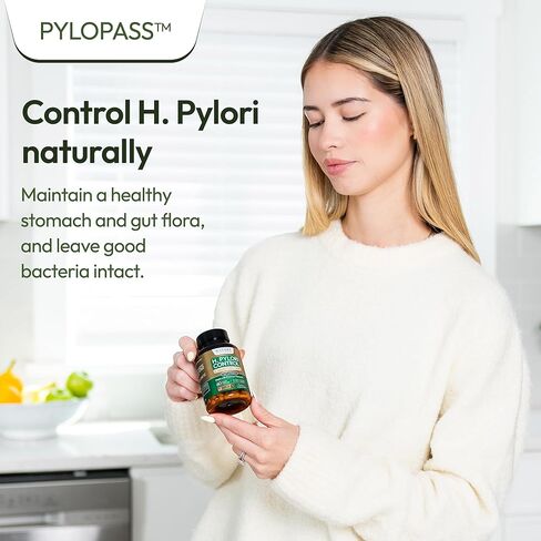التحكم في H Pylori - مع Pylopass ™ - كبسولات Lactobacillus Reuteri DSM 17648-60 - 200 مليار CFU / g - يدعم القضاء على البكتيريا السيئة في المعدة والأمعاء - GMP - خالي من الإضافات in Saudi Arabia