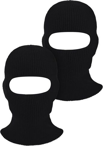 2 Pieces 1 Hole Ski Mask Knitted Face Cover Winter Balaclava Full Face Mask for Men Women Winter Outdoor Sports Black in Saudi Arabia
