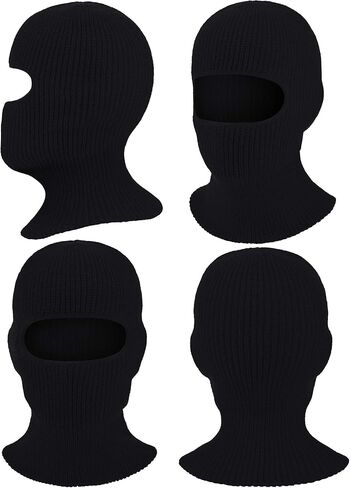 2 Pieces 1 Hole Ski Mask Knitted Face Cover Winter Balaclava Full Face Mask for Men Women Winter Outdoor Sports Black in Saudi Arabia