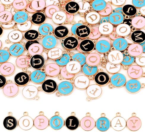 104Pcs Letter Charms for Jewelry Making,Charm for Bracelet Initial Charms,Double Sided Metal Letter Charms A-Z Alphabet Charm for Necklace Bracelet DIY Making (Black, White) in Saudi Arabia