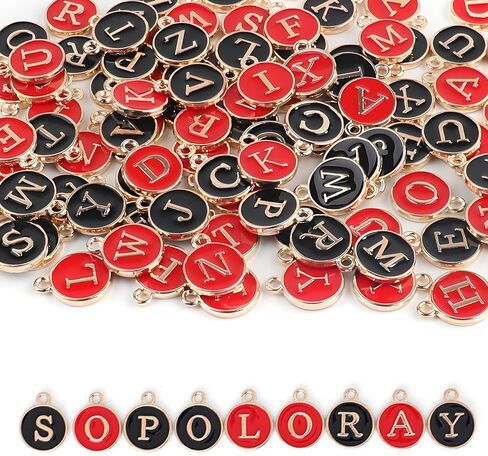 104Pcs Letter Charms for Jewelry Making,Charm for Bracelet Initial Charms,Double Sided Metal Letter Charms A-Z Alphabet Charm for Necklace Bracelet DIY Making (Black, White) in Saudi Arabia