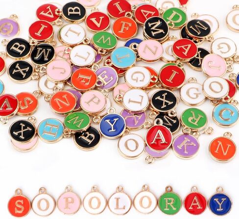 104Pcs Letter Charms for Jewelry Making,Charm for Bracelet Initial Charms,Double Sided Metal Letter Charms A-Z Alphabet Charm for Necklace Bracelet DIY Making (Black, White) in Saudi Arabia