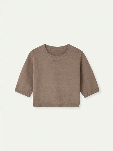 GORGLITTER Women's Short Sleeve Cropped Sweater Trendy Crew Neck Oversized Pullover Tops in Saudi Arabia