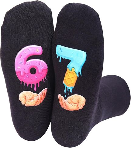 Funny Trendy Meme 67 Six Seven Socks, I'm Not Sleeping Cotton Crew Socks Unique Gift for Him Her in Saudi Arabia
