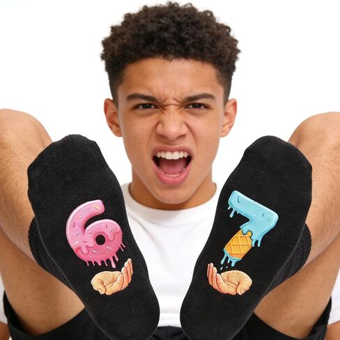 Funny Trendy Meme 67 Six Seven Socks, I'm Not Sleeping Cotton Crew Socks Unique Gift for Him Her in Saudi Arabia