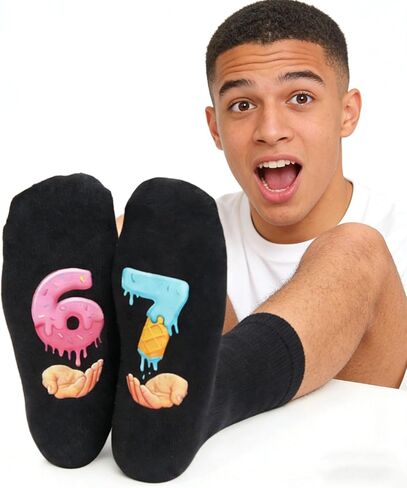 Funny Trendy Meme 67 Six Seven Socks, I'm Not Sleeping Cotton Crew Socks Unique Gift for Him Her in Saudi Arabia