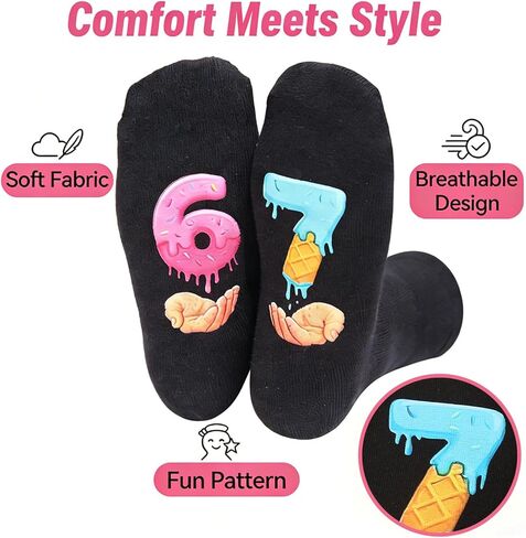 Funny Trendy Meme 67 Six Seven Socks, I'm Not Sleeping Cotton Crew Socks Unique Gift for Him Her in Saudi Arabia