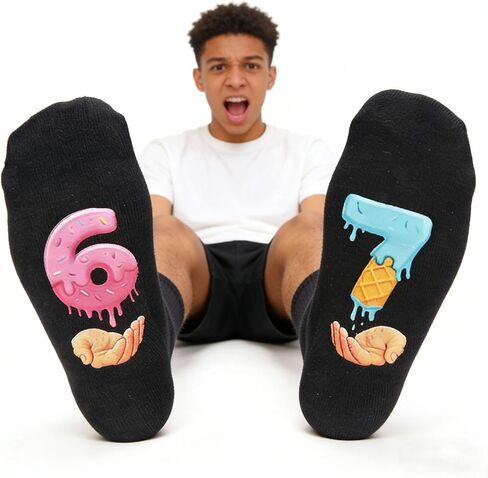 Funny Trendy Meme 67 Six Seven Socks, I'm Not Sleeping Cotton Crew Socks Unique Gift for Him Her in Saudi Arabia